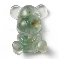 Resin Display Decorations, with Natural Green Aventurine Chips Inside, Bear, 53.5~53.8x41~41.5x17.5~21mm(DJEW-H001-B04)