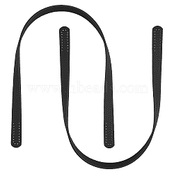 Imitation leather Bag Handles,for Bag Straps Replacement Accessories, Lychee Pattern, Black, 65x1.9x0.4cm, Hole: 2mm(FIND-WH0067-67A)