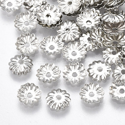 Iron Bead Caps, Nickel Free, Flower, Platinum, 6x1mm, Hole: 1mm(IFIN-T007-26P-NF)