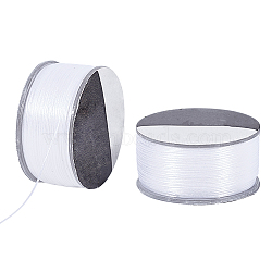 Nylon Cord, Nylon Jewelry Cord for Seed Beads, White, 0.2mm, about 50.31 Yards(46m)/Roll(OCOR-WH0105-010)