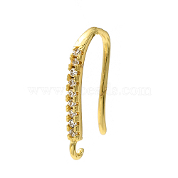 Rack Plating Brass Pave Cubic Zirconia Earring Hooks, Ear Wire, Lead Free & Cadmium Free, Rectangle, Real 18K Gold Plated, 16~17x1.5mm, Hole: 1.2mm, 18 Gauge, Pin: 1mm(KK-O143-18G)