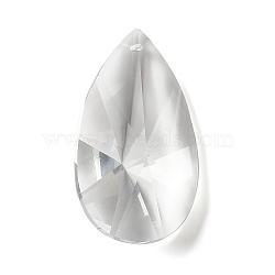 Transparent Glass Big Pendants, for Chandelier Crystal Hanging Pendants, Faceted, Teardrop, Clear, 62x35.5x21mm, Hole: 1.8mm(GLAA-F118-11)