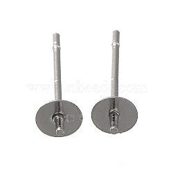 Anti-Tarnish 304 Stainless Steel Stud Earring Findings, for Half Drilled Beads, Stainless Steel Color, 14x4mm, Pin: 12x0.8mm(STAS-P370-01B-P)