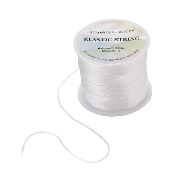 Flat Elastic Crystal String, Elastic Beading Thread, for Stretch Bracelet Making, White, 0.8mm, about 65.61 yards(60m)/roll