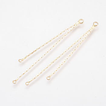 Brass Chain Links, Chandelier Component Links, 3 Loop Connectors, Nickel Free, Real 18K Gold Plated, 54x3x1mm, Hole: 1.5mm