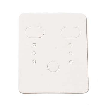 50Pcs Rectangle Paper Earring Display Cards, Jewelry Display Cards for Earring Stud Storage, White, 4.7x3.8x0.05cm, Hole: 6.8x11mm and 6.2mm and 1.6mm