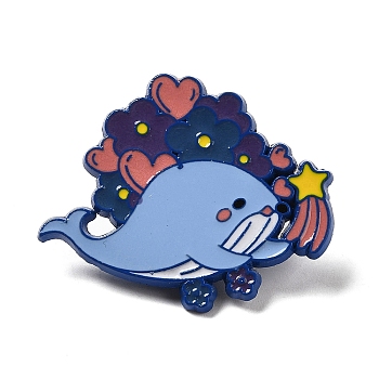 Blue Whale Enamel Pins, Alloy Brooch for Backpack Clothes, Star, 29x36x1.7mm