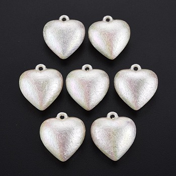 Electroplated ABS Plastic Imitation Pearl Pendants, Heart, Seashell Color, 27.5x25.5x15.5mm, Hole: 2mm