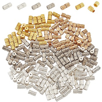 180 Sets 6 Styles Brass Screw Clasps, for Necklaces Making, Mixed Color, 7~8x3.5~4mm, Hole: 0.7mm, about 30 sets/style