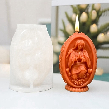 Easter Theme Saint DIY Silicone Candle Molds, Resin Casting Molds, White, 117.5x80x69.5mm