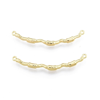 Ion Plating(IP) Brass Connector Charms, Wavy Stick Link, Real 18K Gold Plated, 45x9x3mm, Hole: 1.2mm