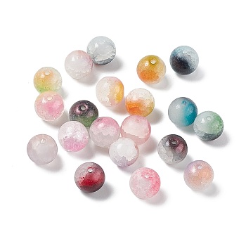 Transparent Crackle Glass Beads, Round, Mixed Color, 10x9mm, Hole: 1.5mm, about 784pcs/1000g