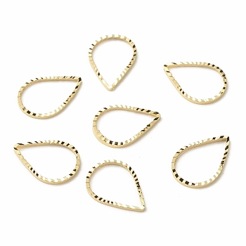Brass Linking Rings, Long-Lasting Plated, Cadmium Free & Lead Free, Teardrop, Real 24K Gold Plated, 13x9x1mm, Inner Diameter: 11x7.5mm