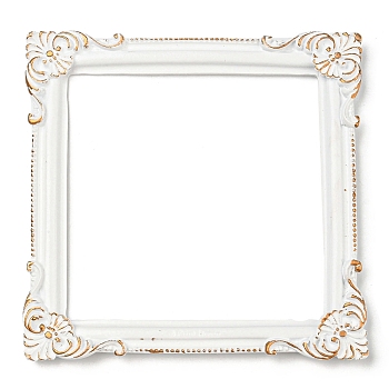 Resin Embossed Photo Frames, for Jewelry Photography Photo Frame Decor Accessories, White, 115x112x10.5mm, Inner Diameter: 86x87mm