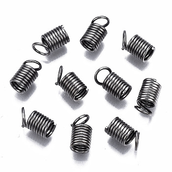 Iron Coil Cord Ends, Gunmetal, 9~10x5mm, Hole: 3.5mm, about 25671pcs/8557g
