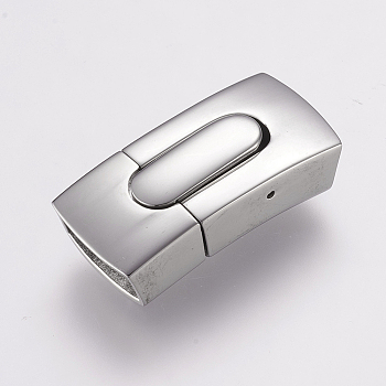 304 Stainless Steel Bayonet Clasps, Rectangle, Stainless Steel Color, 29.5x13.5x8mm, Hole: 5x12mm