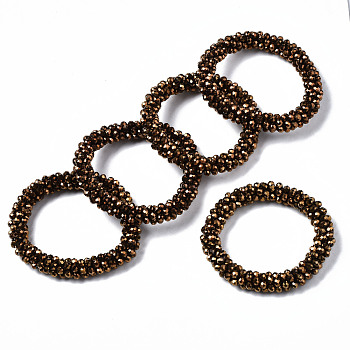 Faceted Electroplate Glass Beads Stretch Bracelets, Torsade Bracelets, Rondelle, Dark Goldenrod, Inner Diameter: 2 inch(5cm)