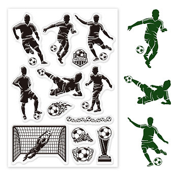 Custom PVC Plastic Clear Stamps, for DIY Scrapbooking, Photo Album Decorative, Cards Making, Football Pattern, 160x110x3mm