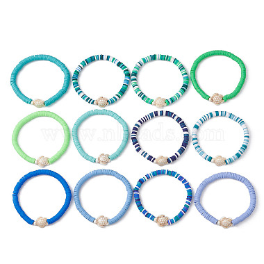 12Pcs 12 Color Polymer Clay Heishi Surfer Stretch Bracelets Set(BJEW-JB09731)-4