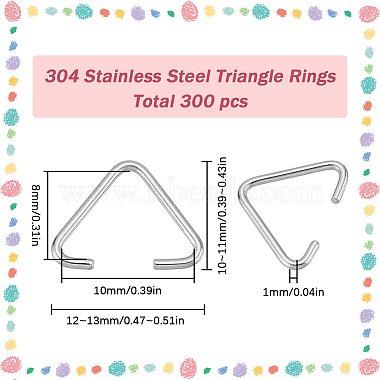 300Pcs 304 Stainless Steel Triangle Rings(STAS-SC0006-25)-2