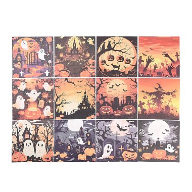 Halloween Witch Pumpkin Ghost Pattern Scrapbooking Paper Pads Set(STIC-C010-33D)-2