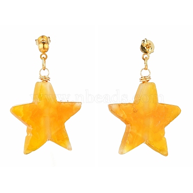 Natural Agate Star Dangle Stud Earrings(EJEW-JE04420-03)-2