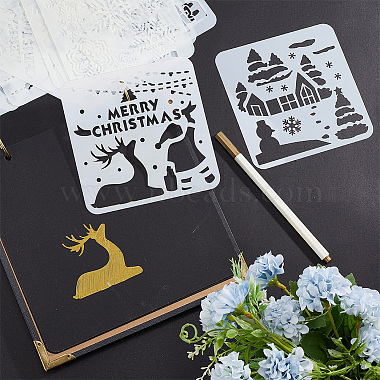 16Pcs 16 Styles Christmas PET Plastic Hollow Out Drawing Painting Stencils Templates(DIY-WH0349-63)-4