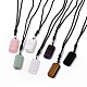 Adjustable Natural Mixed Gemstone Rectangle Pendant Necklace with Nylon Cord for Women(NJEW-L171-03)-1