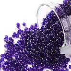 TOHO Round Seed Beads, Japanese Seed Beads, (8D) Transparent Dk Cobalt, 11/0, 2.2mm, Hole: 0.8mm, about 5555pcs/50g(SEED-XTR11-0008D)