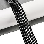 Natural Black Onyx(Dyed & Heated) Beads Strands, Column, Black, 13~14x4.5mm, Hole: 1.4mm, about 30pcs/strand, 15.79~15.94''(40.1~40.5cm)(G-H087-H02-01A)