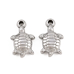 304 Stainless Steel Pendants, Turtle Charms, Stainless Steel Color, 16x10x4mm, Hole: 1.4mm(STAS-L317-17P)