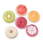 Printed Opaque Acrylic Beads, Flat Round with Fruit Slice Shape, Mixed Color, 18x4.5mm, Hole: 1.2mm(AC-CBABC78-12)