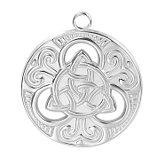 Stainless Steel Pendants, Flat Round with Sailor's Knot Charms, Stainless Steel Color, 29x25x2mm, Hole: 2.5mm(FIND-PW0011-045P)