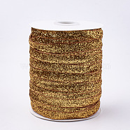 Glitter Sparkle Ribbon, Polyester & Nylon Ribbon, Dark Goldenrod, 3/8 inch(9.5~10mm), about 50yards/roll(45.72m/roll)(SRIB-T002-01B-09)
