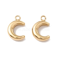 Ion Plating(IP) 304 Stainless Steel Charms, Moon, Real 24K Gold Plated, 13.5x9x3.5mm, Hole: 1mm(STAS-C048-12G)