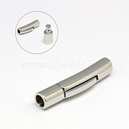 304 Stainless Steel Bayonet Clasps, Column, Stainless Steel Color, 28~30x7mm, Hole: 4mm(X-STAS-I013-4mm)