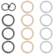 WADORN 12Pcs 3 Colors Zinc Alloy Spring Gate Rings, Twisted Ring Shape, Mixed Color, 41.5x5mm, 4pcs/color(FIND-WR0008-50)