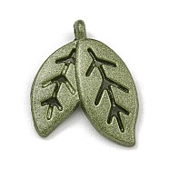 Alloy Pendants, Spray Painted, Christmas Scheme Charms, Leaf, 16.5x14x3.5mm, Hole: 1.4mm(FIND-M037-01O)