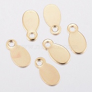 201 Stainless Steel Charms, Stamping Blank Tag, Oval, Golden, 10.5x5.5x0.5mm, Hole: 1.5mm(STAS-G179-81G)