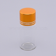Glass Bead Containers, with Aluminum Lid, Column, Gold, 2.15x5.2cm(CON-WH0062-06B-01)