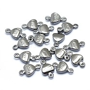 Brass Links Connectors, Cadmium Free & Nickel Free & Lead Free, Heart with Word Love, For Valentine's Day, Gunmetal, 10x5.5x2mm, Hole: 1mm(KK-J279-42B-NR)