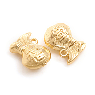 Brass Charms, Moneybag, Golden, 12.5x9x5mm, Hole: 1.2mm(X-KK-E788-13G)