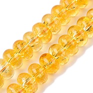 Baking Paint Transparent Glass Beads Strands, Imitation Quartz Crystal, Rondelle, Gold, 10x6mm, Hole: 1.2mm, about 65pcs/strand, 14.96 inch(38cm)(DGLA-N005-12A)