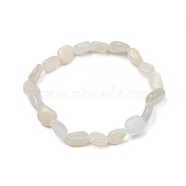 Natural White Moonstone Stretch Beaded Bracelets, Tumbled Stone, Nuggets, 1-7/8 inch~2-1/8 inch(4.8~5.5cm), Beads: 6~15x6~11x3~11mm(BJEW-K213-C02)