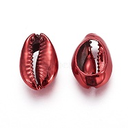 Electroplated Cowrie Shell Beads, Red, 15~20x10~12x5~6mm, Hole: 12~14x2~3mm(BSHE-O017-13A-01)