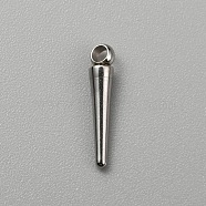 Stainless Steel Charms, Spike/Cone Charms, Stainless Steel Color, 10x2mm, Hole: 1mm(STAS-WH0029-84B-P)
