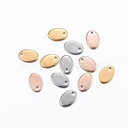 304 Stainless Steel Charms, Stamping Blank Tag, Oval, Mixed Color, 9x6x0.8mm, Hole: 1mm(STAS-H375-06)