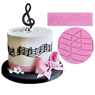 Music Note Cake Side Decoration DIY Silicone Molds, Fondant Molds, Resin Casting Molds, for Chocolate, Candy, UV Resin & Epoxy Resin Craft Making, Hot Pink, 198x60mm(PW-WG72124-01)