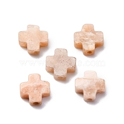 Natural Sunstone Beads, Cross, 8x8x3mm, Hole: 1.2mm(G-K369-04O)