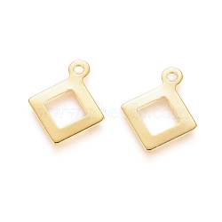 201 Stainless Steel Charms, Rhombus, Golden, 12x9.5x0.5mm, Hole: 1mm(STAS-I123-06G)